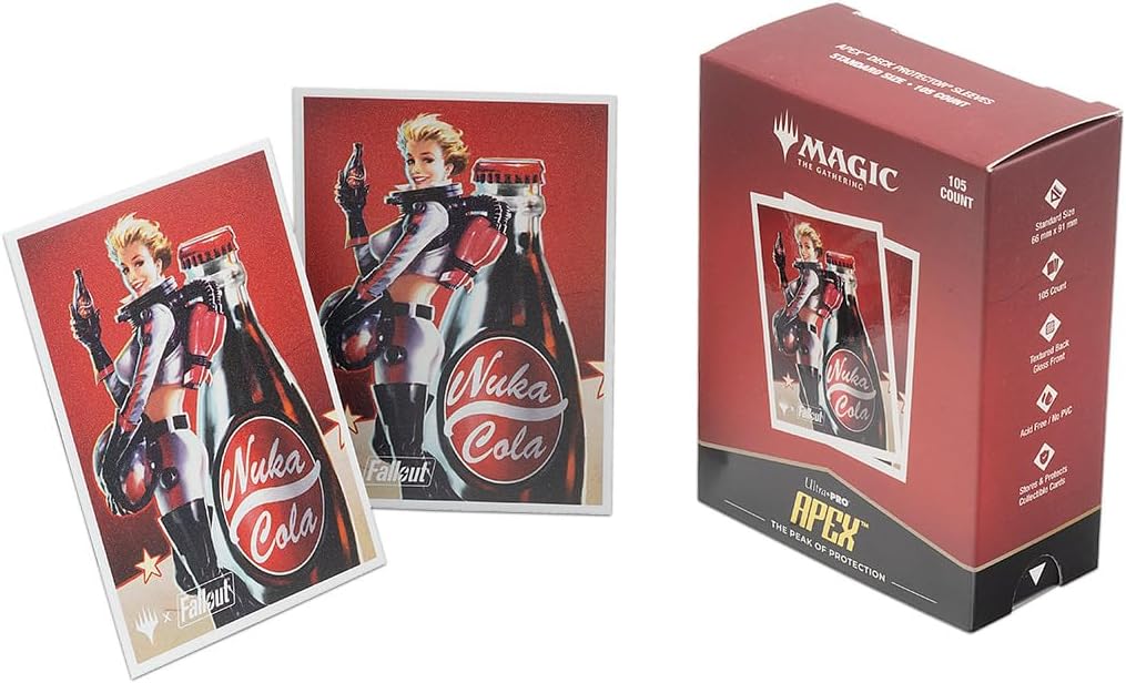 Ultra PRO - Fallout 105ct APEX Deck Protector Sleeves - Nuka Cola Pin Collectors Emporium NY Ultra PRO - Fallout 105ct APEX Deck Protector Sleeves - Nuka Cola Pin Collectors Emporium NY