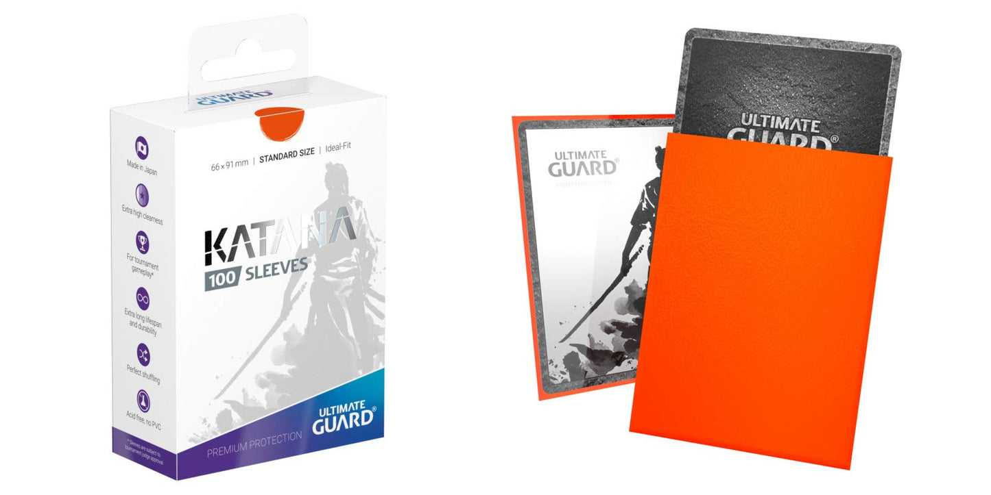 Ultimate Guard Matte Orange Katana Sleeves Standard Size Standard Size 100 ct Card Sleeves Individual Pack