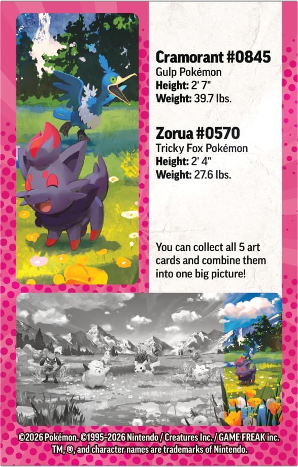 Pokemon TCG: Mega Evolution—Ascended Heroes Mini Tin: Zorua & Cramorant (1 Sticker Sheet, a Pokémon Art Card & 2 Booster Packs)
