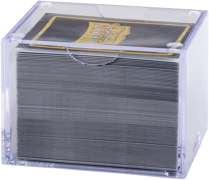 Dragon Shield Strongbox Deck Box Clear, Holds 100+ Double Sleeved Cards, Acrylic TCG Storage Case, Vacuum Seal Closure, Stackable, Display Lid, 83.5 x 106 x 75.5 mm