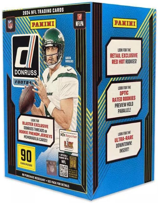 2024 Panini Donruss Football Trading Card Blaster Box (Blaster Exclusive Donruss Threads or Rookie Phenom Jerseys)