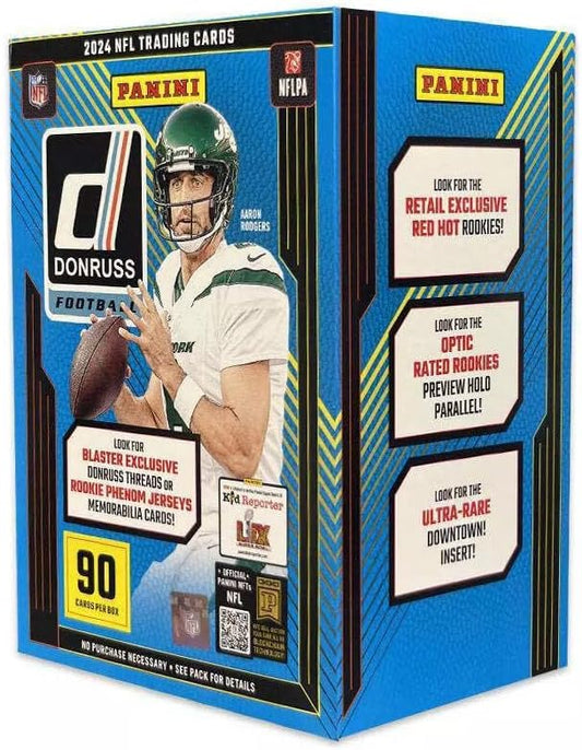 2024 Panini Donruss Football Trading Card Blaster Box (Blaster Exclusive Donruss Threads or Rookie Phenom Jerseys)