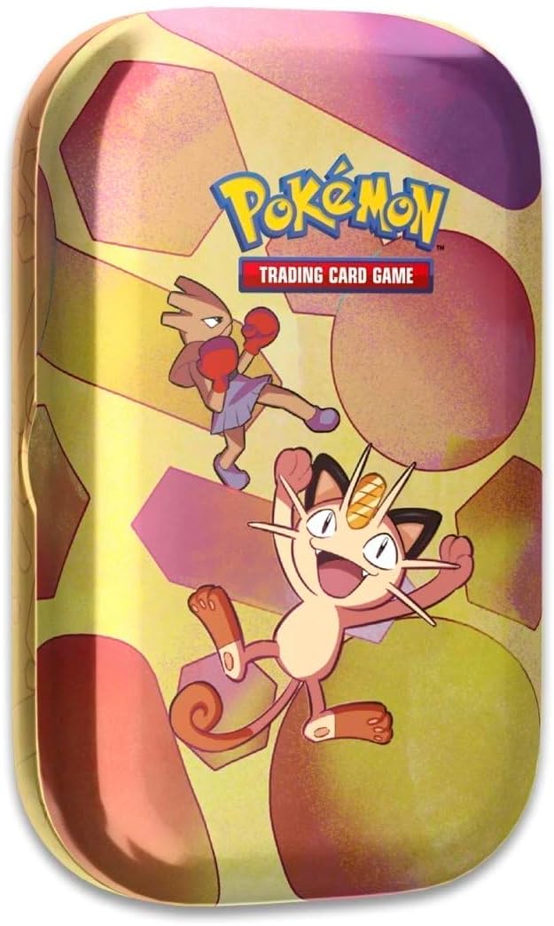 Pokémon TCG: Scarlet & Violet—151 Mini Tin – Meowth and Hitmonchan (2 Booster Packs, 1 Coin & 1 Art Card)