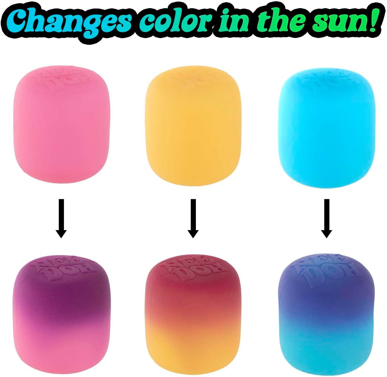 Schylling NeeDoh Mello Mallo - Sensory Toy with a Satisfying Dough Filling - Changes Color in the Sun - Color May Vary