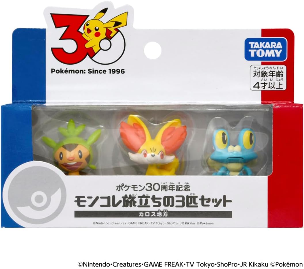 Takara Tomy Pokemon 30th Anniversary Moncolle Travel Set Kalos (Set of 3 Starters)