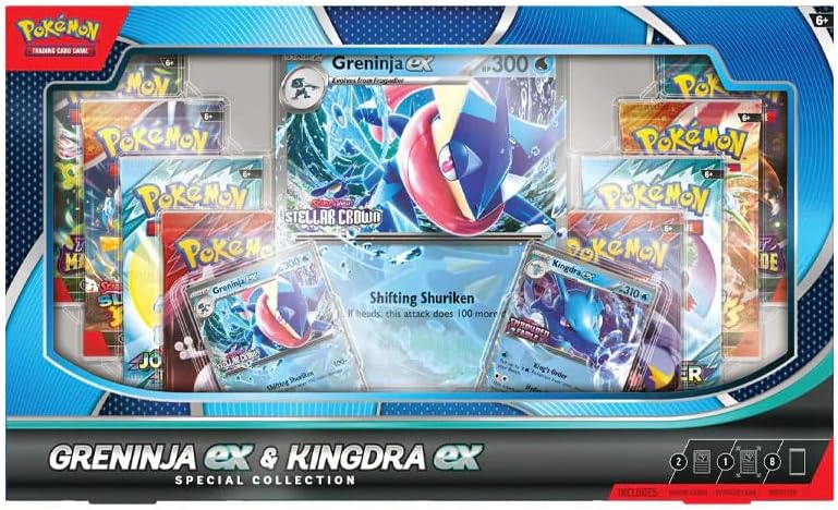 Pokemon TCG Greninja EX & Kingdra EX Special Collection Box - 8 Packs, Promo Cards