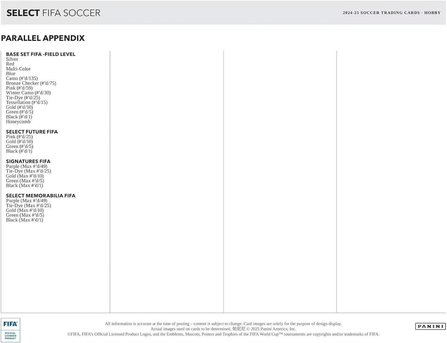 Panini 2024/25 Select FIFA Soccer Hobby Trading Card Box (3 Autographs or Memorabilia Cards Per Hobby Box)