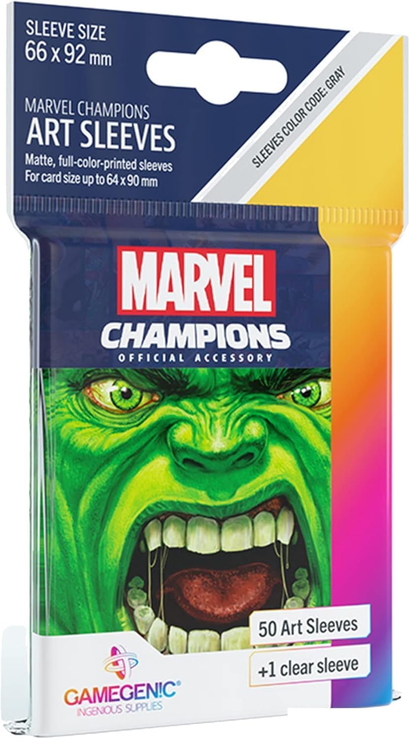 GameGenic Marvel Champions The Card Game Official Hulk Sleeves | Pack of 50 Art Sleeves and 1 Clear Sleeve | Card Game Holder | Use with TCG and LCG Games | Made by Fantasy Flight Games