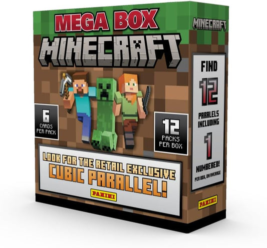 Panini Minecraft Mega Box – Official Trading Cards, 72 Cards per Box, Exclusive Foil Parallels, Rare Inserts, Great Gift for Kids & Gamers