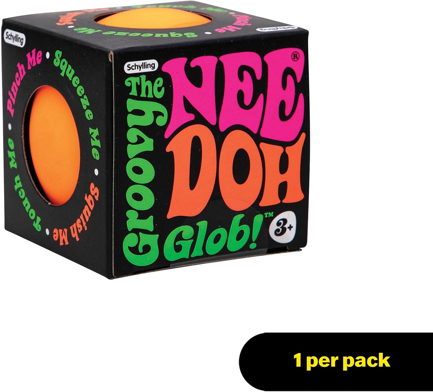 Schylling NeeDoh Original Groovy Glob - Sensory Fidget Toy - Orange - Ages 3 to Adult , 1 Count ( Pack of 1)