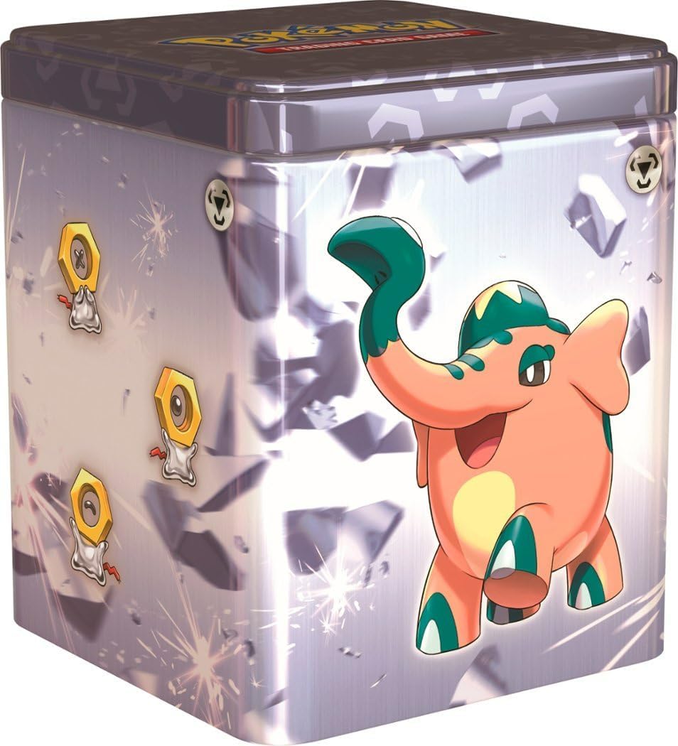 Pokemon TCG: 2024 Stacking Tin Metal - 3 Packs, 2 Stickers