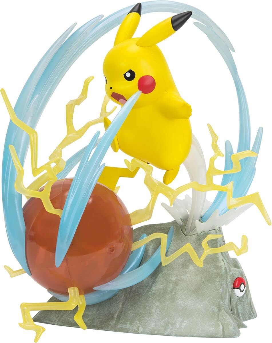 Pokemon Pikachu Deluxe Collector Statue Figure - Light FX - Collector Statue Pikachu - Authentic Details - Pokemon Collectibles for Fans Everywhere