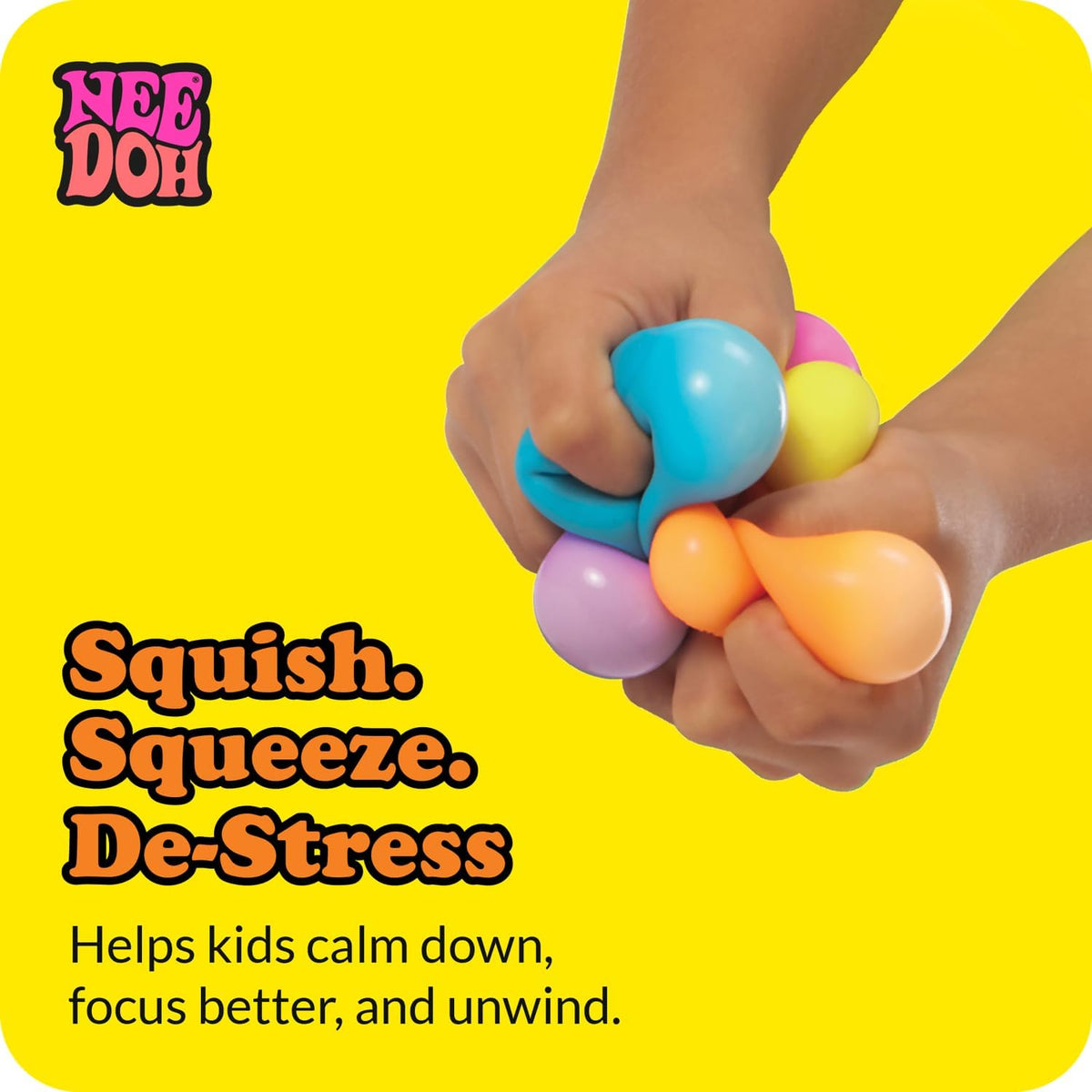 Schylling NeeDoh Rainboh Teenie - Sensory Squeeze Toy - Contains 6 Mini Groovy Globs - 1.5" Wide - Multicolored