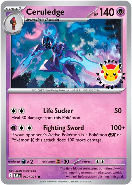 Pokemon TCG: Ceruledge Pokemon Day 2024 Stamped Promo Card (040/091)