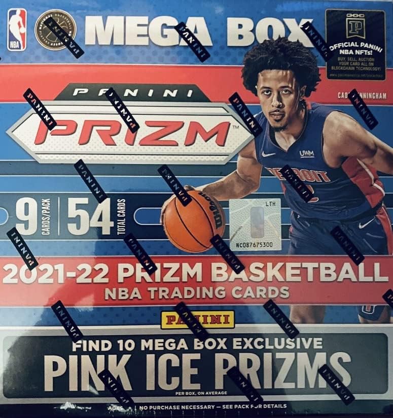 2021-22 Panini Prizm NBA Basketball Mega Box (54 Trading Cards) Find Pink Ice Prizms