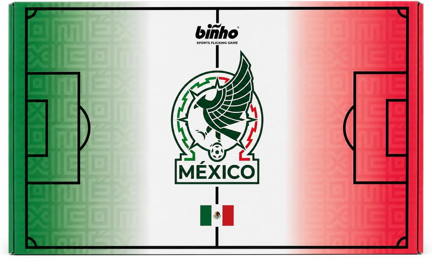 Binho Board Classic Board Game Mexico National Team (Green) Edition - 2-Player Fast-Paced Finger Flicker Pinball Family Board Games - Portable Tabletop Sports Game Set for Any Occasion