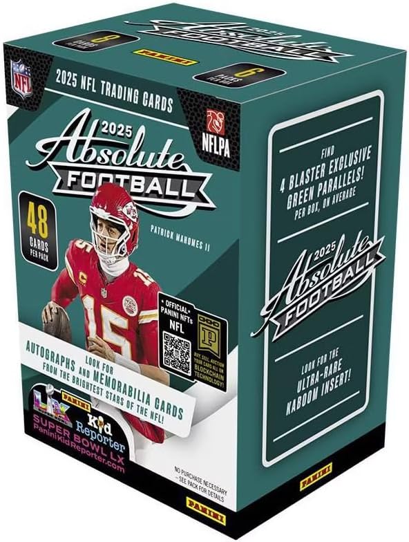 Panini 2025 Absolute Football Trading Card Blaster Box (Find 4 Green Paralles Per Blaster Box)