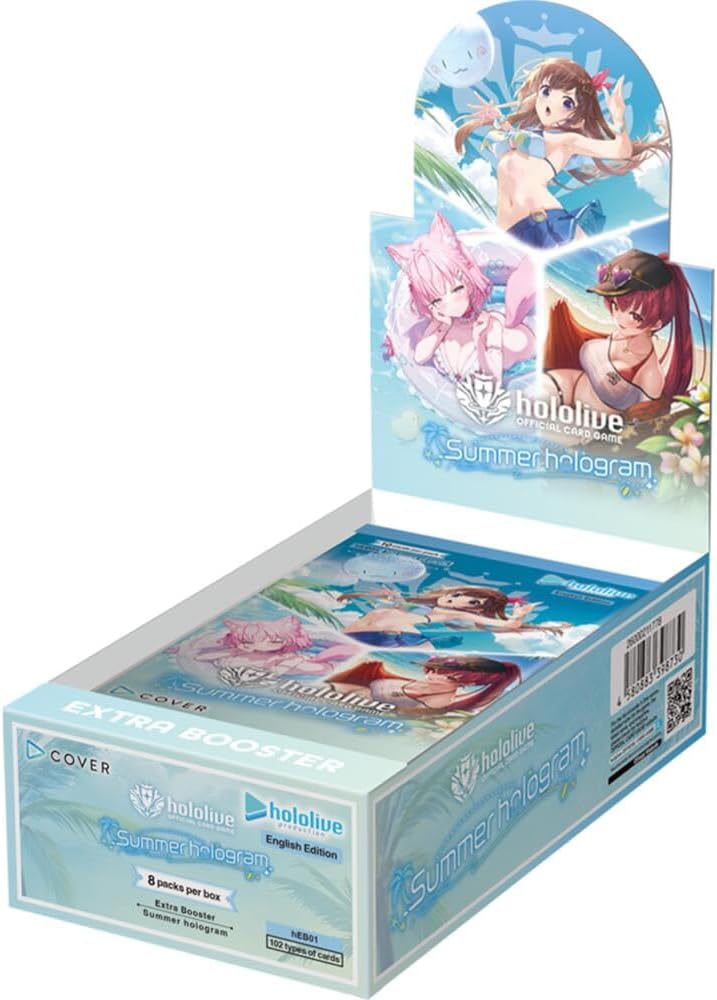 hololive OFFICIAL CARD GAME Summer Hologram Extra Booster Pack Display Box (English Edition), 8 Packs