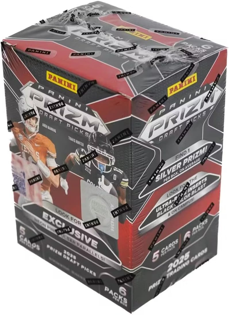 2025 Panini Prizm Draft Picks Football 6-Pack Hobby Blaster Trading Card Box (1 Silver Prizm Per Box)