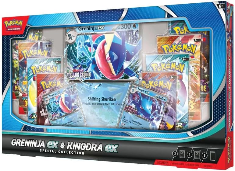 Pokemon TCG Greninja EX & Kingdra EX Special Collection Box - 8 Packs, Promo Cards