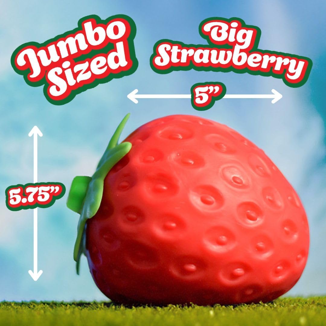 Squishy Extra Large Strawberry, Gag Gifts Funny Adult, Giant Stress Ball, Fidget Sensory Toy for Kids, ADHD Toys