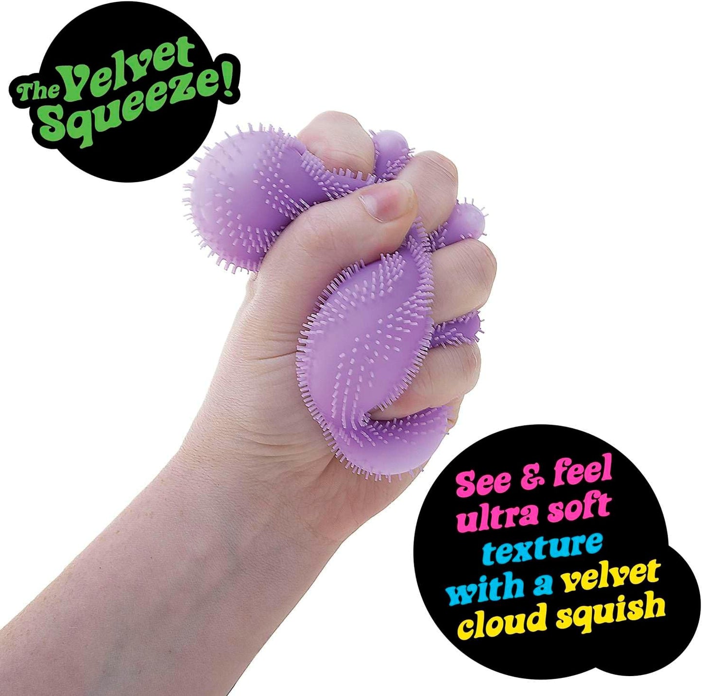 Schylling NeeDoh Fuzz Ball Wonder Waves - Squeeze Toy with a Velvet Texture and Soft Cloud Squish - 2.25" Ball - Color May Vary (Pack of 1)