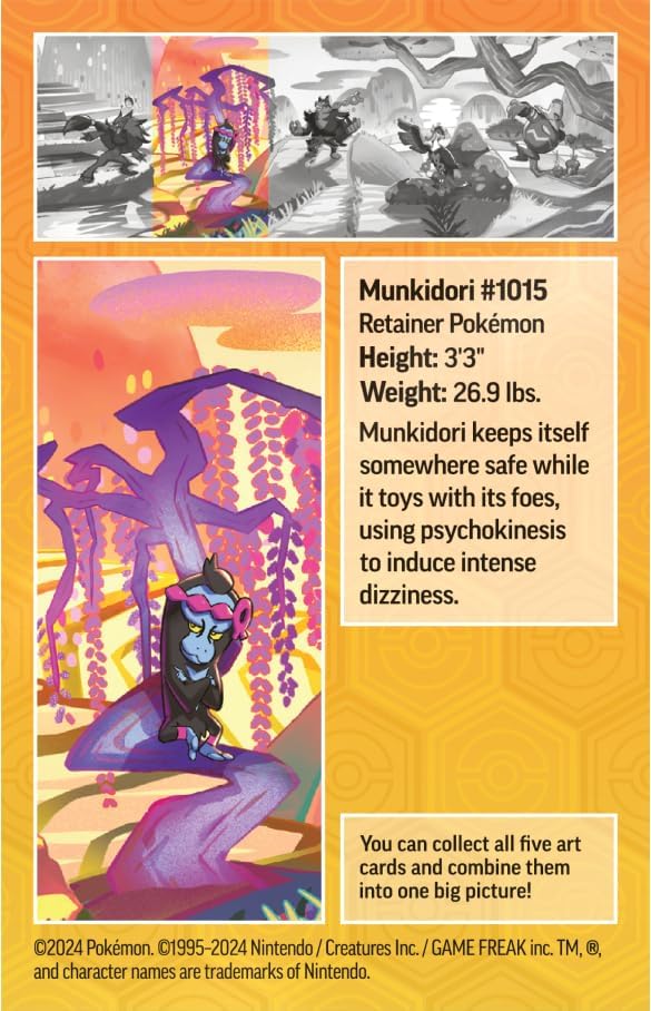 Pokémon TCG: Scarlet & Violet—Shrouded Fable Mini Tin – Munkidori (2 Booster Packs & 1 Sticker Sheet)