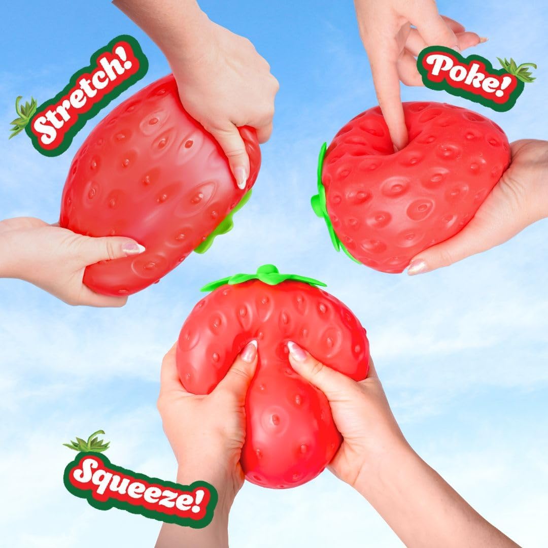 Squishy Extra Large Strawberry, Gag Gifts Funny Adult, Giant Stress Ball, Fidget Sensory Toy for Kids, ADHD Toys