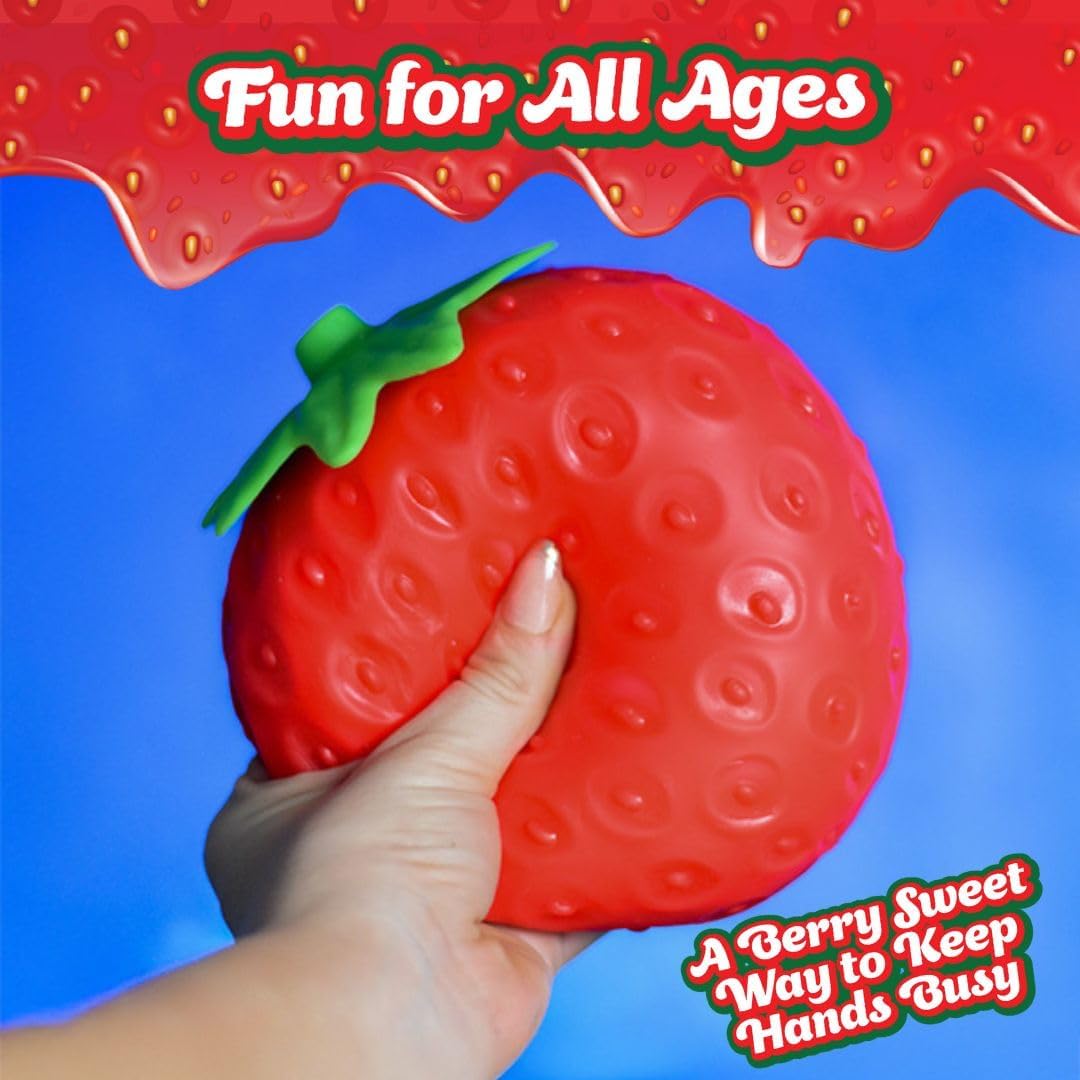 Squishy Extra Large Strawberry, Gag Gifts Funny Adult, Giant Stress Ball, Fidget Sensory Toy for Kids, ADHD Toys