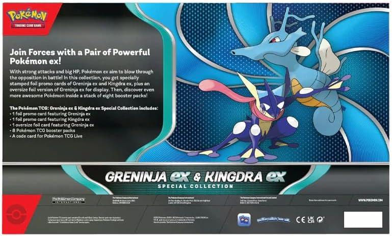 Pokemon TCG Greninja EX & Kingdra EX Special Collection Box - 8 Packs, Promo Cards
