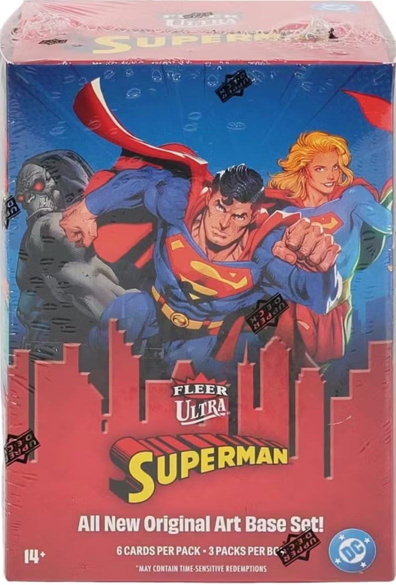 2026 Upper Deck Fleer Ultra Superman Blaster Box with Chance for Blaster Exclusive Ultra Stars Green Parallels and Other Inserts