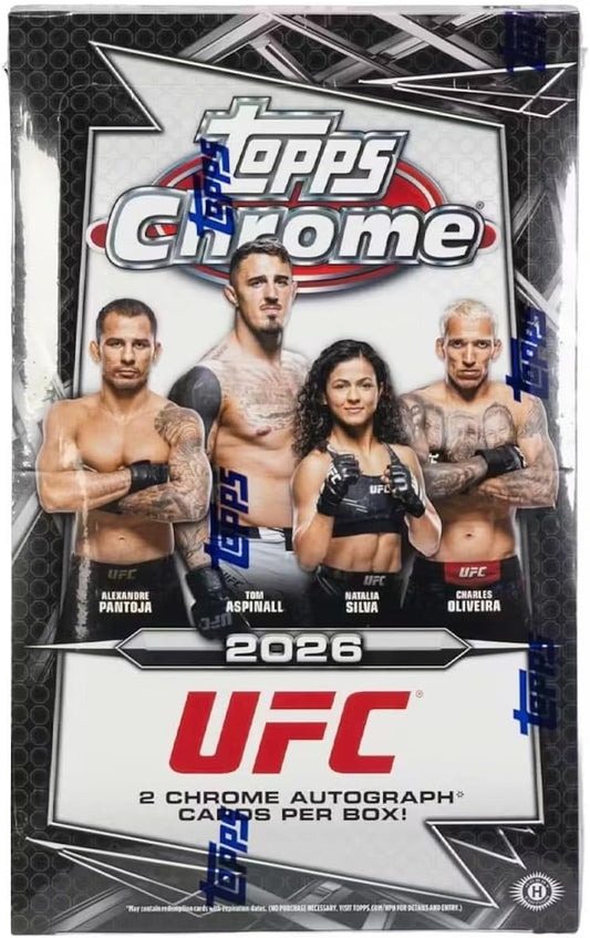 2026 Topps Chrome UFC Hobby Trading Card Box (2 Autographs Per Trading Card Box)