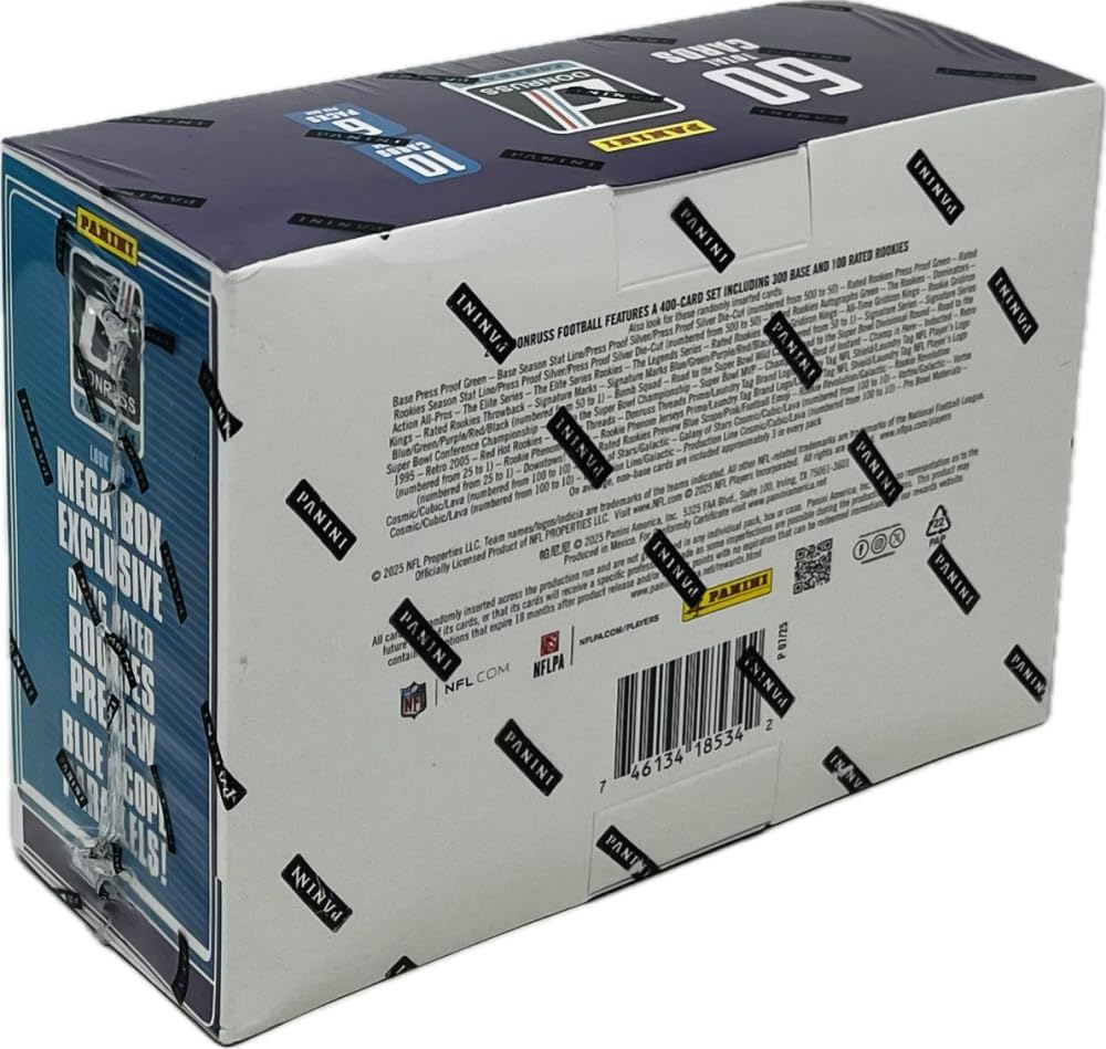 Panini 2025 Donruss Football Mega Trading Card Box (1 Memorabilia or Autograph Per Box)(Optic Rated Blue Scope Parallels)