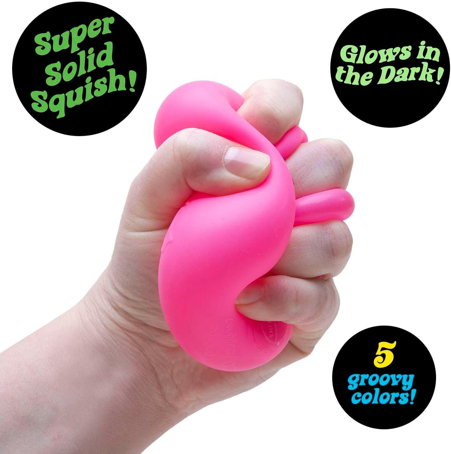 Schylling NeeDoh Nice Cube Glow - Squeeze Toy with a Super Solid Squish - Glows in The Dark - 2.25" Cube - Color May Vary