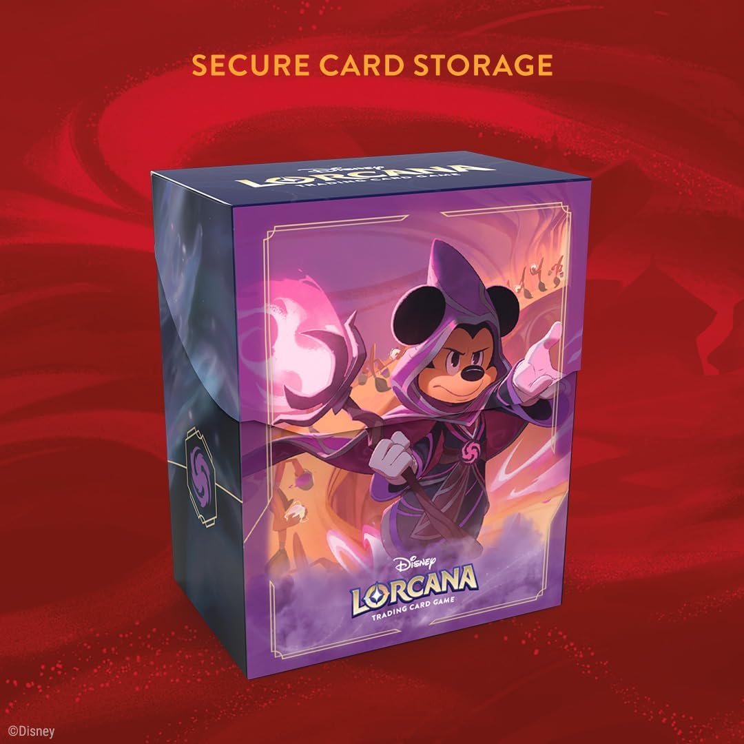 Ravensburger Disney Lorcana TCG Deck Box Featuring Mickey Mouse - Wayward Sorcerer | Securely Store 80 Sleeved Cards | Durable Portable Organizer for TCG Players | for Ages 8+