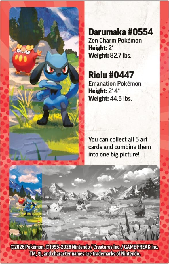 Pokemon TCG: Mega Evolution—Ascended Heroes Mini Tin: Riolu & Darumaka (1 Sticker Sheet, a Pokémon Art Card & 2 Booster Packs)