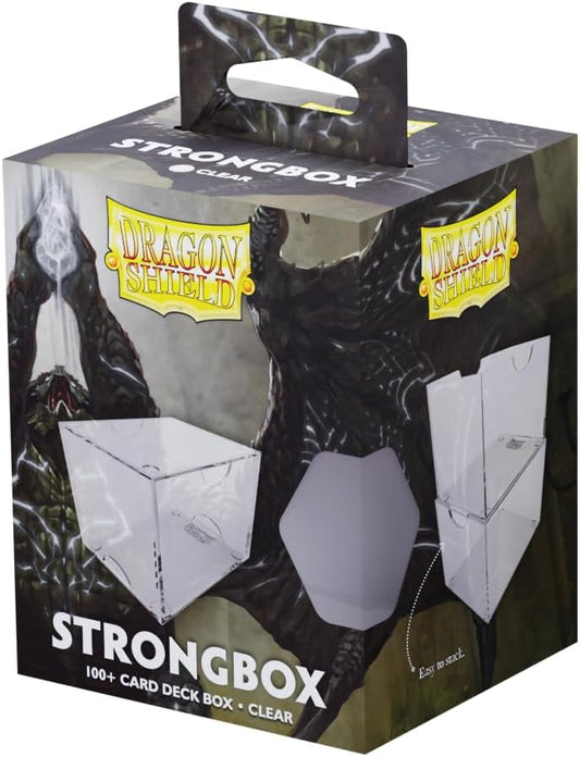 Dragon Shield Strongbox Deck Box Clear, Holds 100+ Double Sleeved Cards, Acrylic TCG Storage Case, Vacuum Seal Closure, Stackable, Display Lid, 83.5 x 106 x 75.5 mm