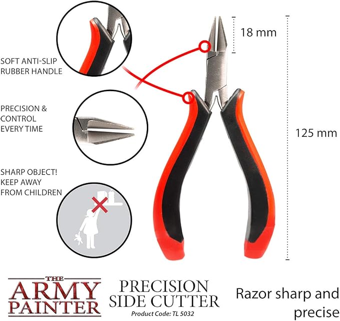 The Army Painter Precision Side Cutter | Side Cutter for Plastic, Resin and Metal Miniatures | Stainless Steel Precision Cutter for Tabletop Wargames Miniature Modelling