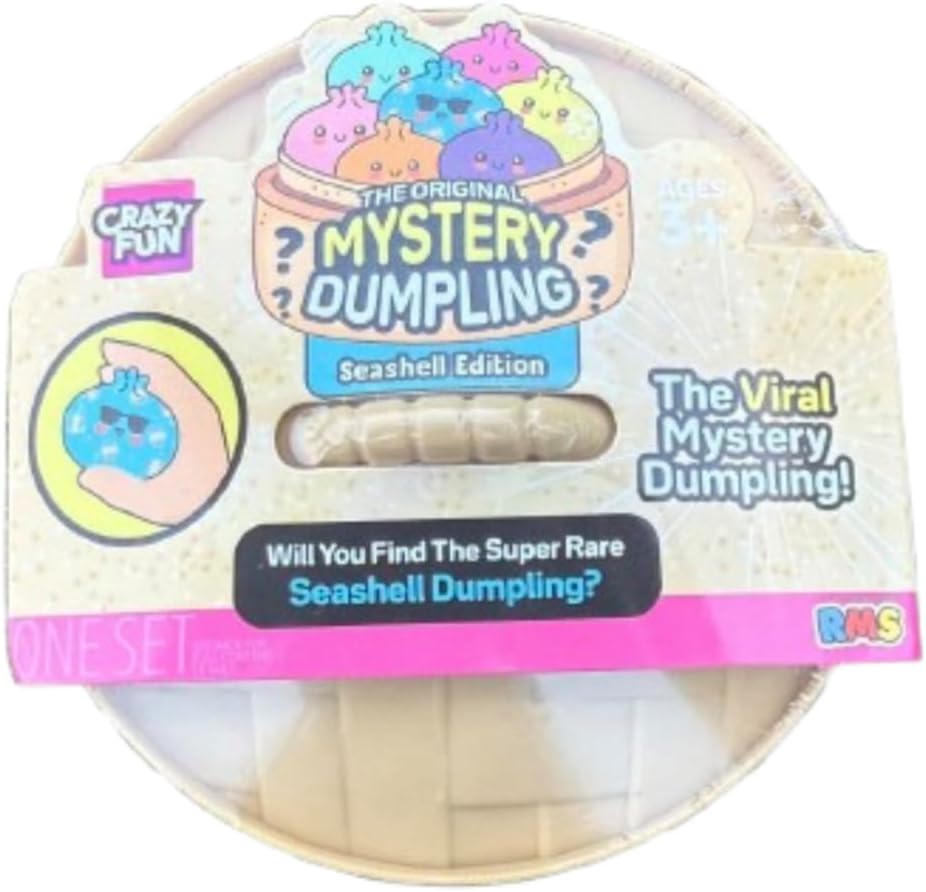 Crazy Fun Mystery Dumpling Squishy Toy 3.5 inch Diameter (Seashell Mystery), 1 Mystery Dumpling