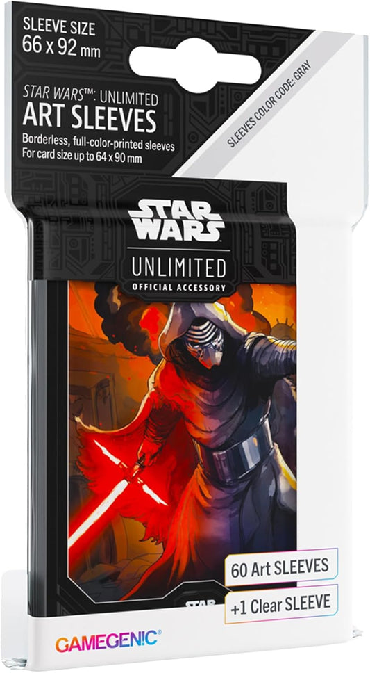 Star Wars Unlimited Kylo Ren ART SLEEVES - Officially Licensed Pack of 60 Art Sleeves and 1 Clear Sleeve, Optimized Size for Star Wars Unlimited and Other TCG and LCG Games, Made by Gamegenic