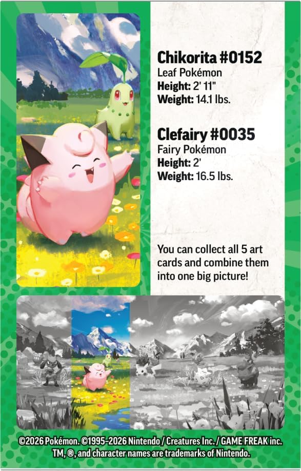 Pokemon TCG: Mega Evolution—Ascended Heroes Mini Tin: Clefairy & Chikorita (1 Sticker Sheet, a Pokémon Art Card & 2 Booster Packs)
