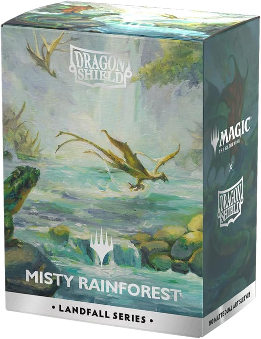 Dragon Shield | Matte Dual Art Sleeves | 100 CT - Smooth & Tough Premium TCG Sleeves | Compatible with Magic: The Gathering | Landfall Series – Misty Rainforest