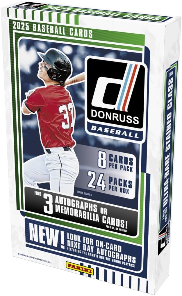 Panini 2025 Donruss Baseball Hobby Trading Card Box (Three Autographs or Memorabilia Cards Per Box)