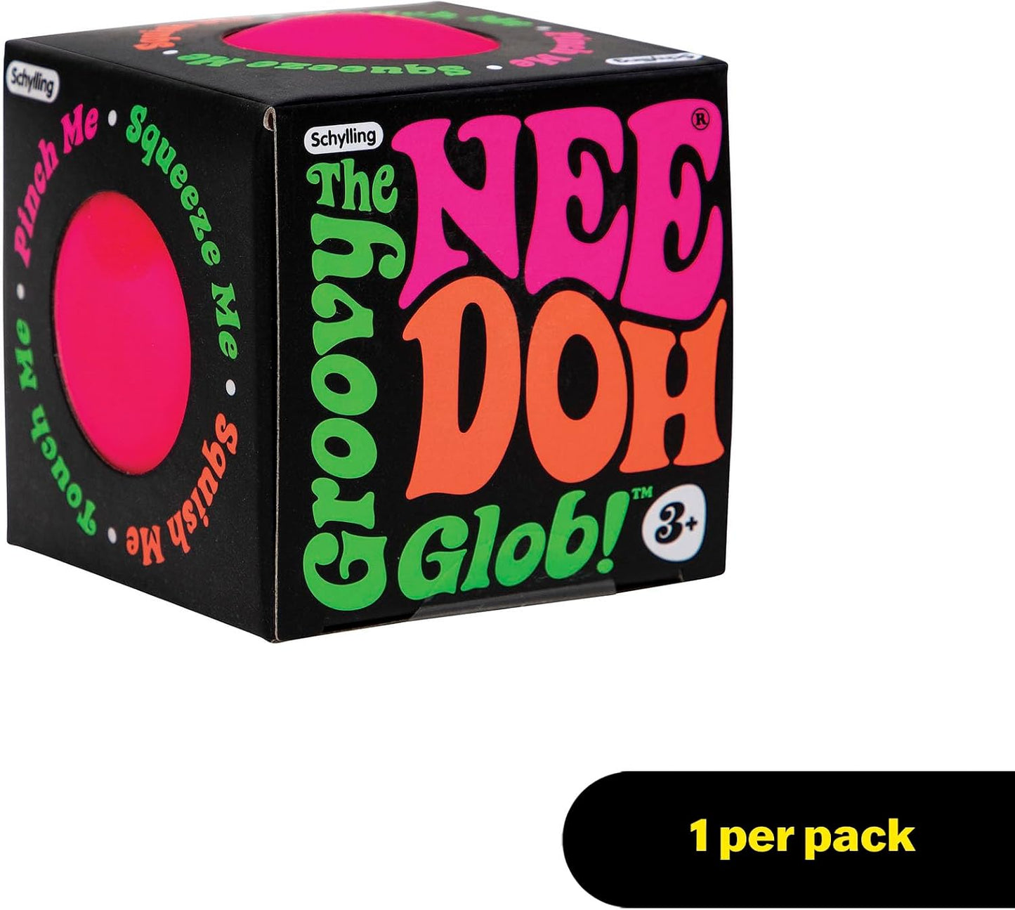 Schylling NeeDoh Original Groovy Glob - Sensory Fidget Toy - Pink - Ages 3 to Adult , 1 Count ( Pack of 1)