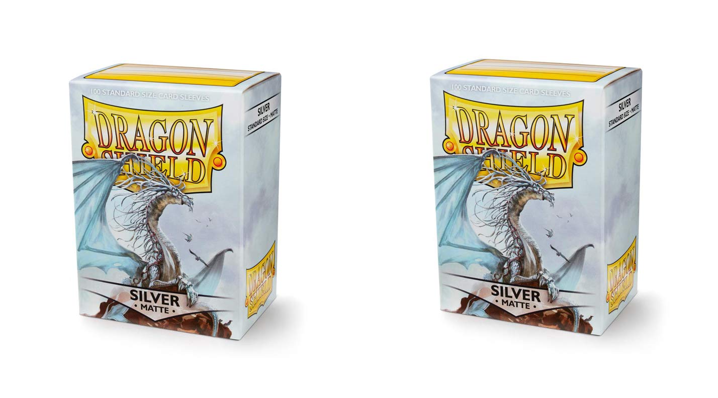 2 Packs Dragon Shield Matte Silver Standard Size 100 ct Card Sleeves Value Bundle!
