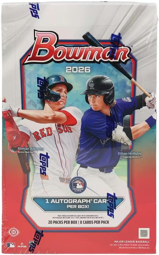 2026 Topps Bowman Baseball Hobby Trading Card Box (1 Autograph Card Per Box)
