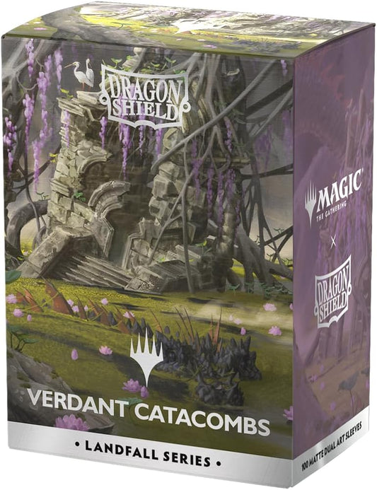 Dragon Shield | Matte Dual Art Sleeves | 100 CT - Smooth & Tough Premium TCG Sleeves | Compatible with Magic: The Gathering | Landfall Series – Verdant Catacombs