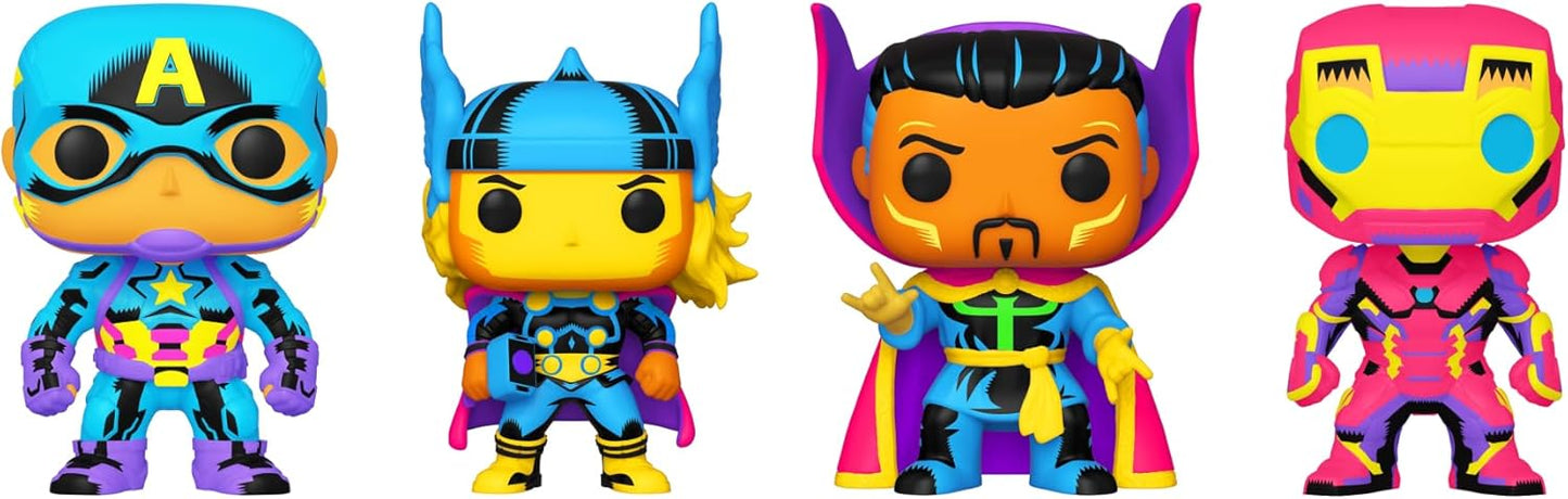 Funko Pop! Marvel: Blacklight - Captain America - 4PK - Marvel Comics - Collectible Vinyl Figure - Gift Idea - Official Products - Toys for Kids and Adults