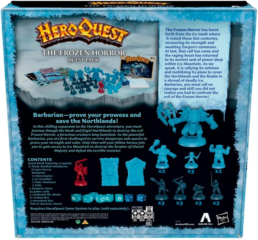 Avalon Hill HeroQuest The Frozen Horror Quest Pack, Dungeon Crawler Game for Ages 14+, Requires HeroQuest Game System to Play