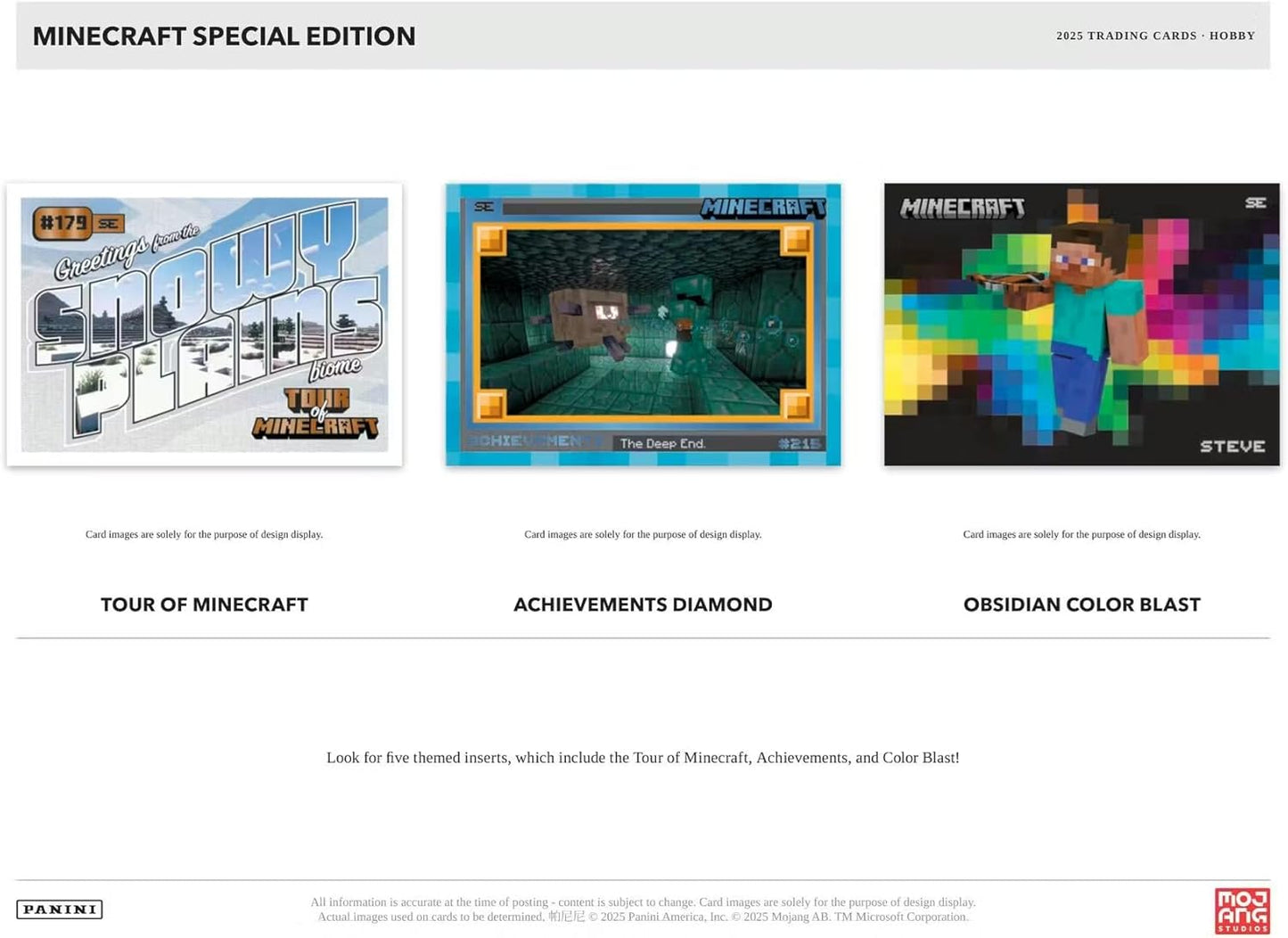 Panini 2025 Minecraft Special Edition Hobby Trading Card Box (1 Base Numbered to 325 Per Box)